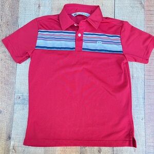 Travis Mathew Red Striped Kids Polo Shirt